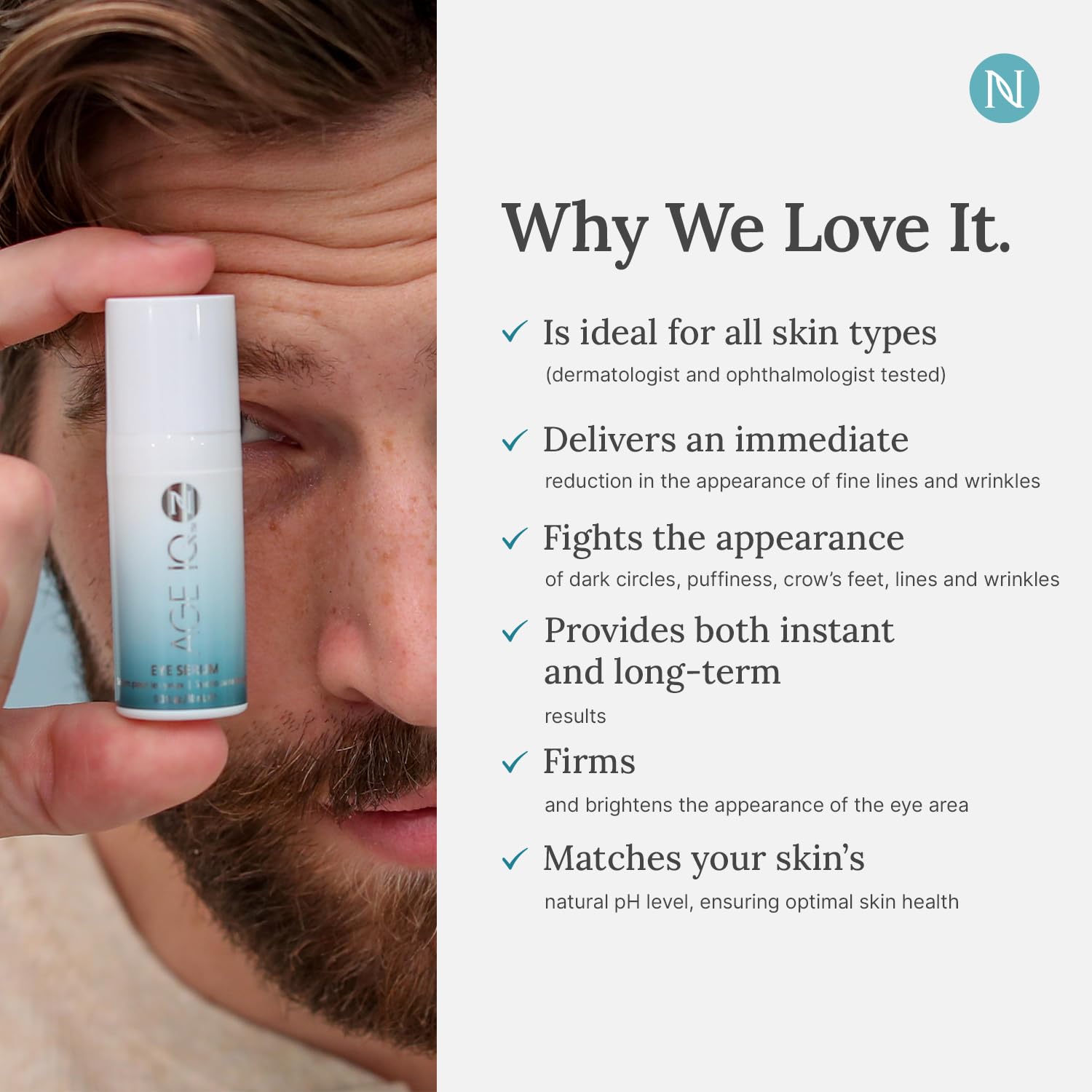 NEORA Age IQ Eye Serum – Target Puffiness, Dark Circles & Fine Lines | Lightweight Hydration