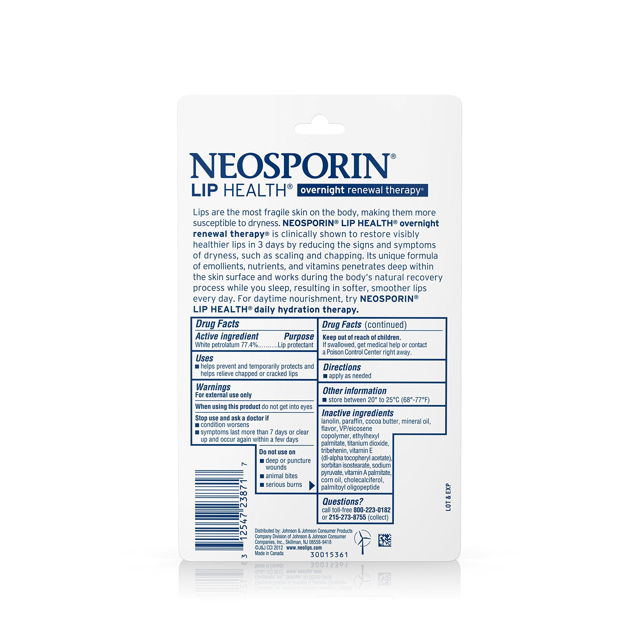 Neosporin Lip Health Overnight Renewal Therapy Lip Protectant – 0.27oz (2-Pack)