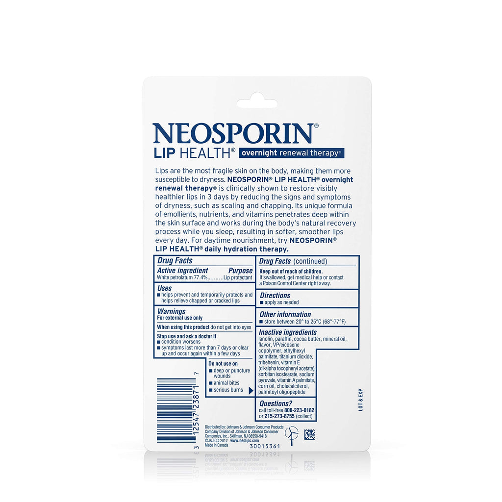 Neosporin Lip Health Overnight Renewal Therapy Lip Protectant – 0.27oz (2-Pack)