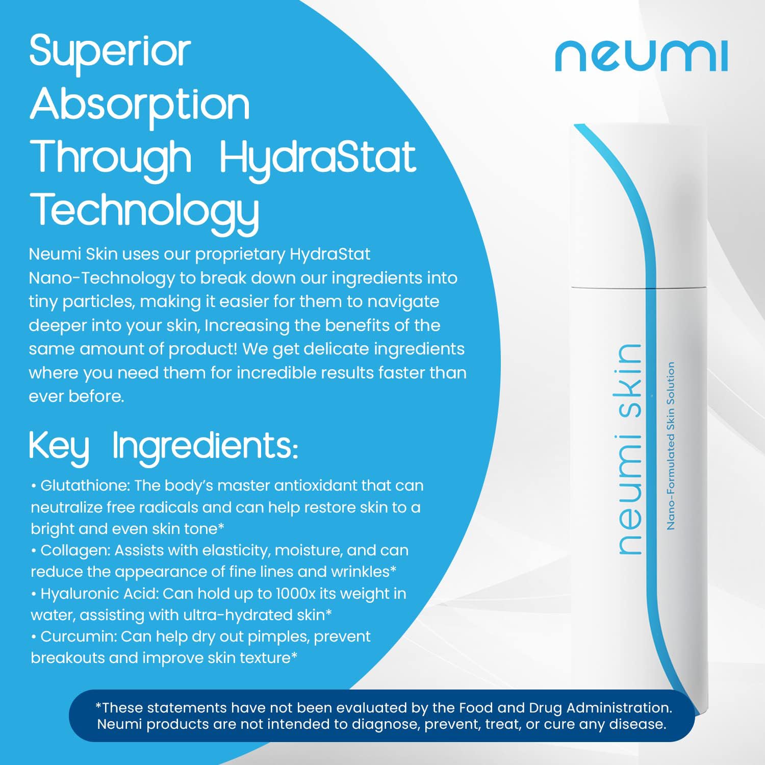 Neumi Skin Facial Spray 3.4 oz – Nano-Formulated with Glutathione, Collagen & Hyaluronic Acid