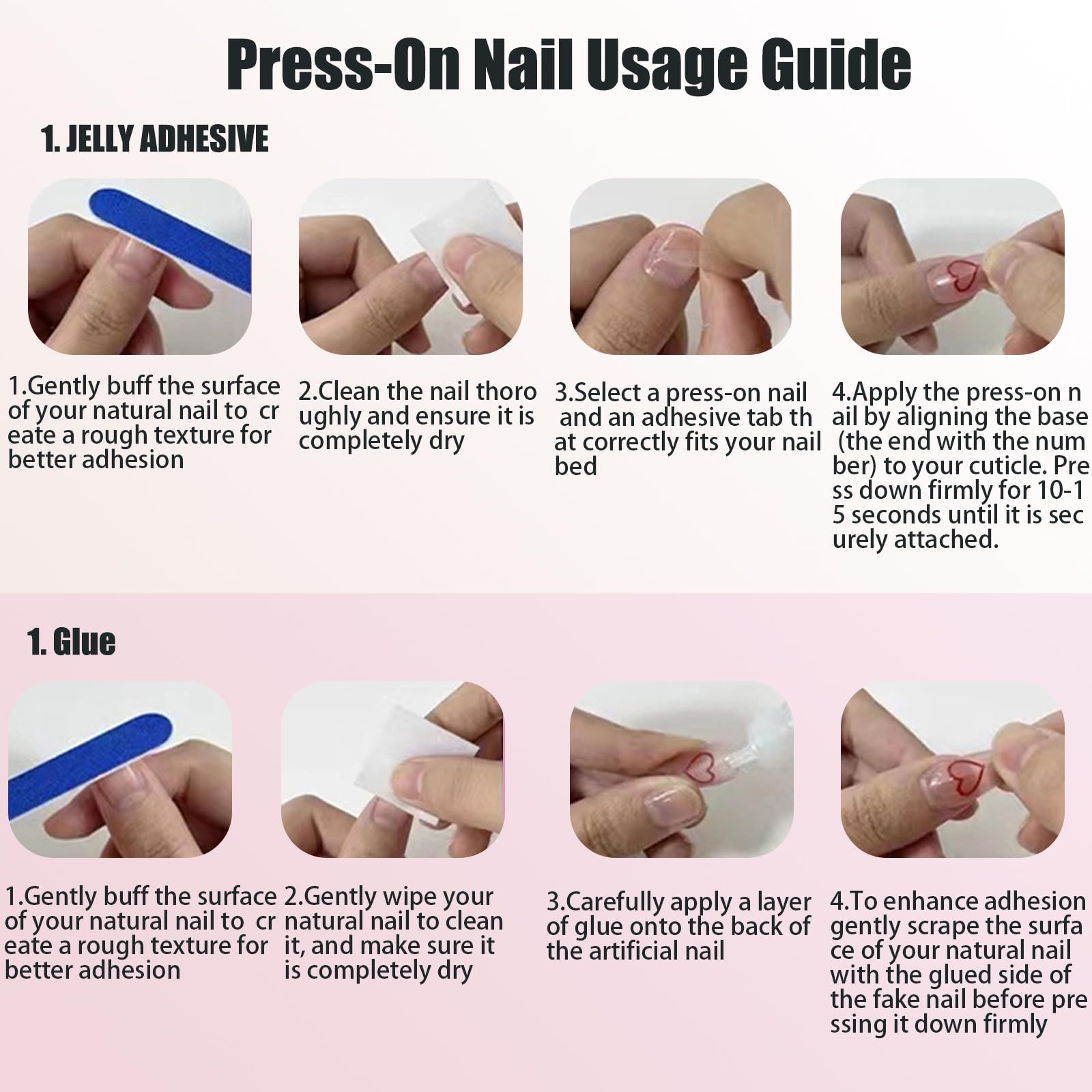 NEUQL Handmade Press On Nails - Long Square Reusable Black M | Luxury Nail Kit for Women