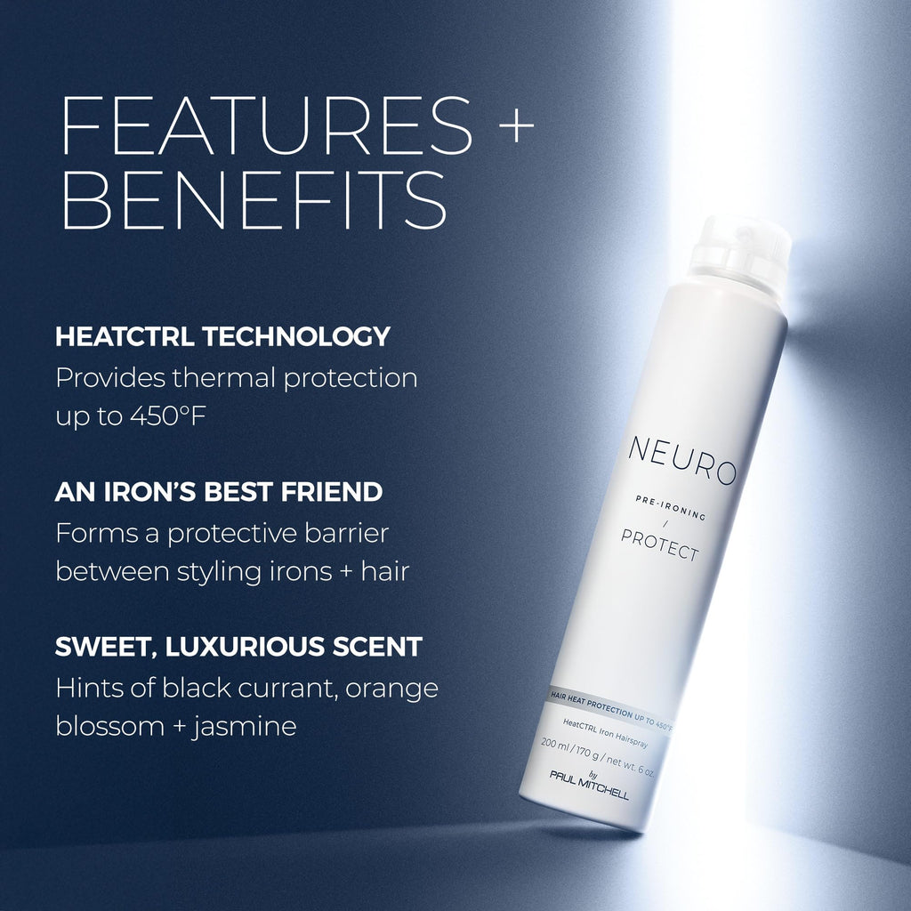 Neuro by Paul Mitchell Protect HeatCTRL Iron Hairspray | Heat Protection Up To 450°F