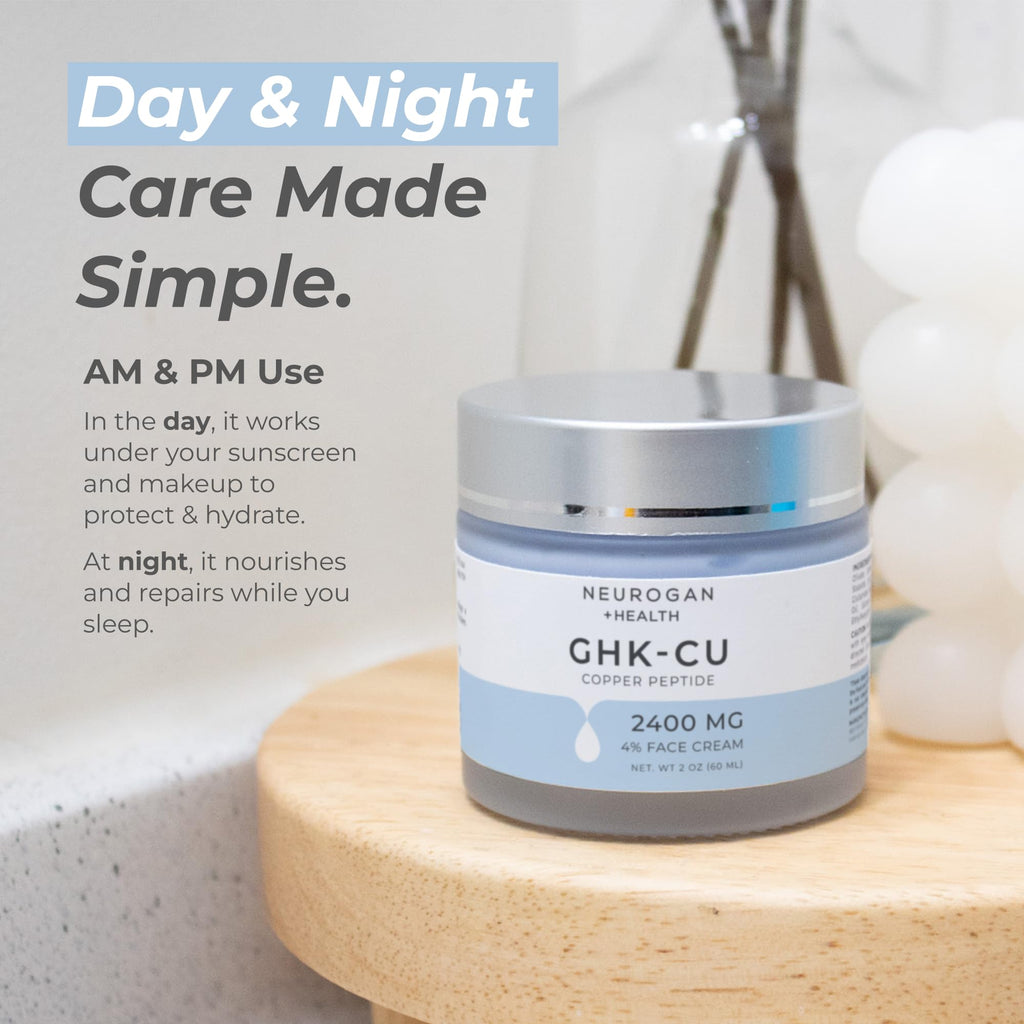 Neurogan GHK-Cu Copper Peptide Face Cream | 4% Peptides for Firmness & Deep Hydration | 2 oz