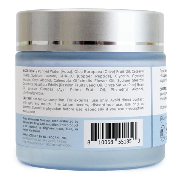 Neurogan GHK-Cu Copper Peptide Face Cream | 4% Peptides for Firmness & Deep Hydration | 2 oz