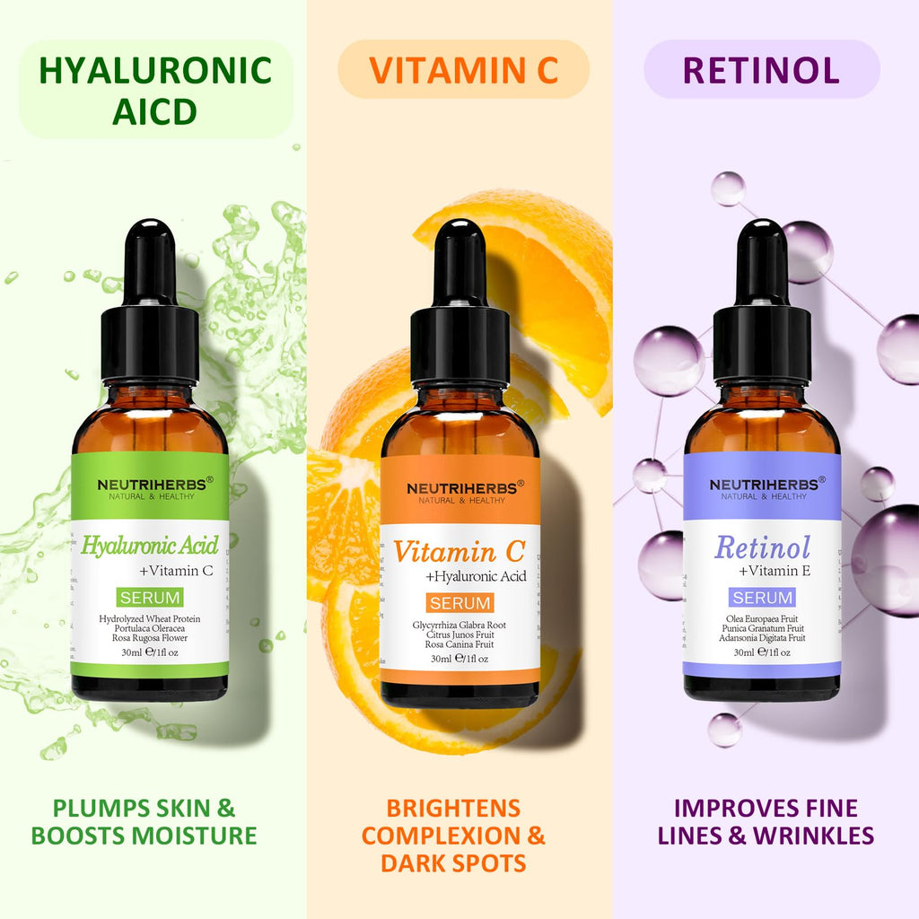 Neutriherbs Vitamin C Serum with Hyaluronic Acid – Anti-Aging, Brightening & Hydrating Facial Serum (1 fl oz)