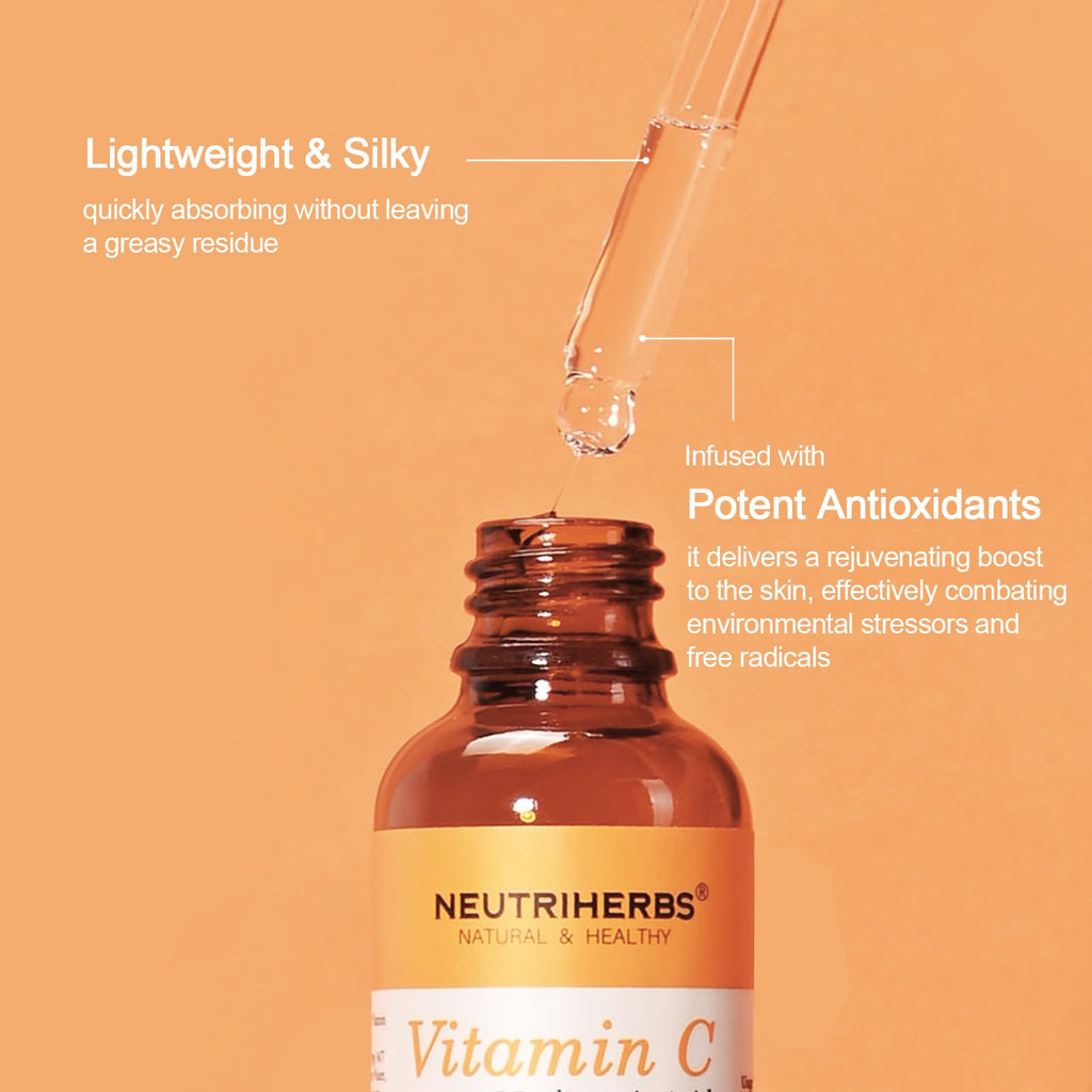 Neutriherbs Vitamin C Serum with Hyaluronic Acid – Anti-Aging, Brightening & Hydrating Facial Serum (1 fl oz)