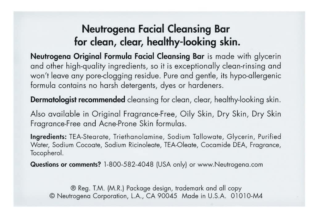 Neutrogena Bar Soap Original 3.5 Ounce Boxed (6 Pack) | Gentle Daily Facial Cleansing Bar