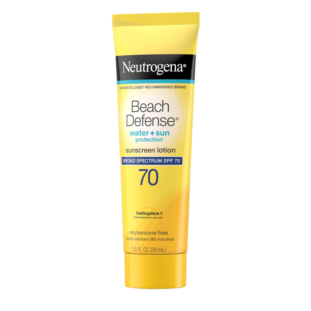 Neutrogena Beach Defense SPF 70 Sunscreen Lotion – Oil-Free, Water-Resistant (1 oz, 48 Pack)