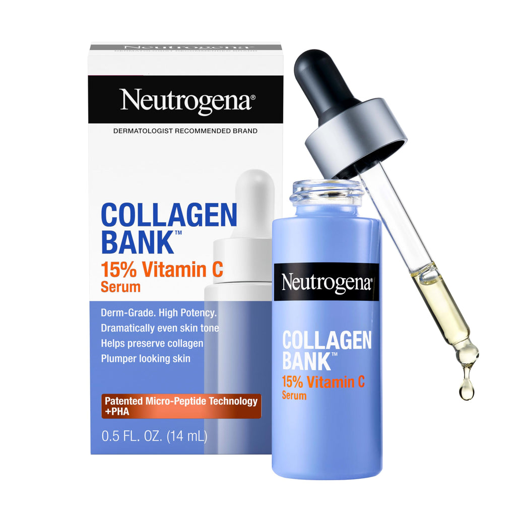 Neutrogena Collagen Bank 15% Vitamin C Serum — Fragrance Free, Glow & Even Tone, 0.5 fl oz