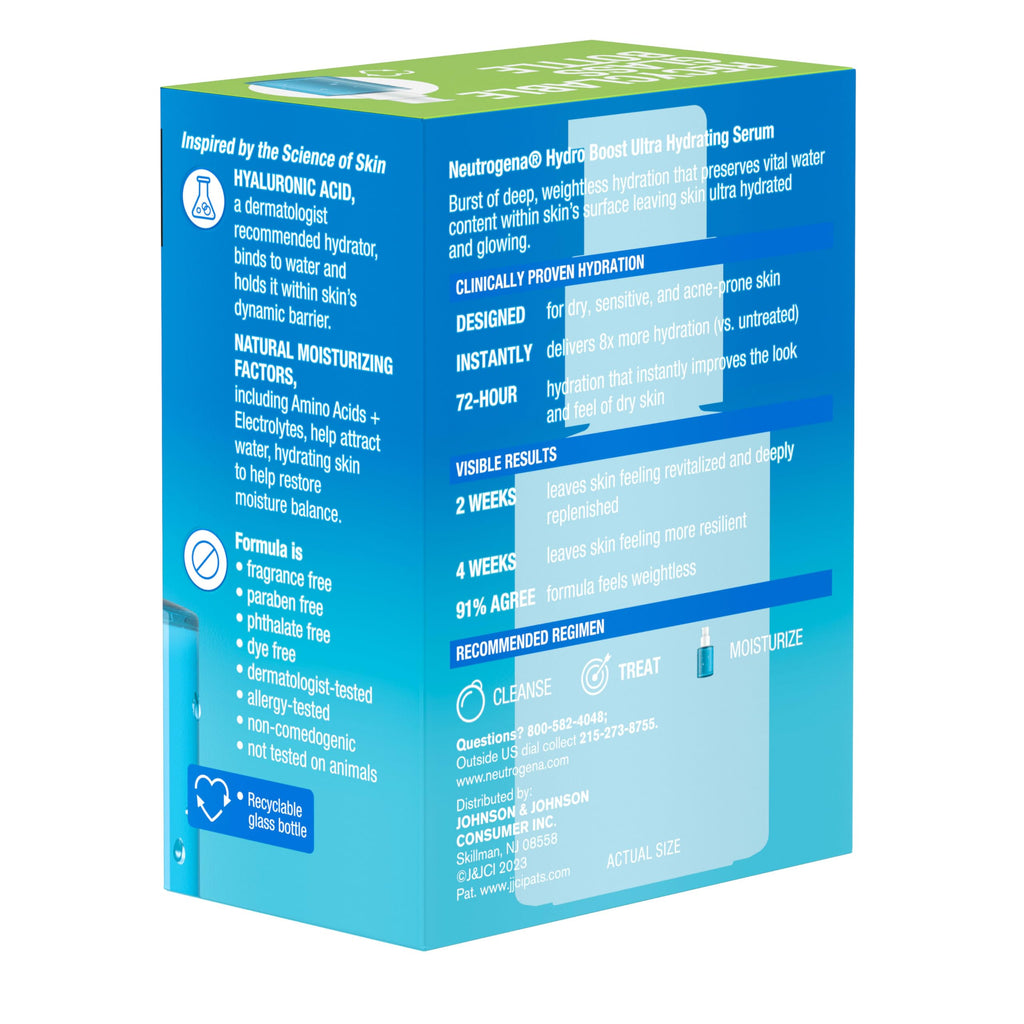 Neutrogena Hydro Boost Ultra Hydrating Serum with Hyaluronic Acid – Fragrance-Free, Non-Comedogenic, 1 fl oz