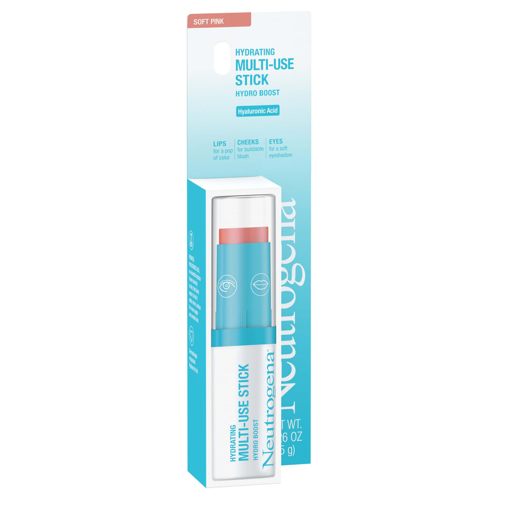 Neutrogena Hydro Boost Stick Hydratant 3-en-1 – Lèvres, Joues et Yeux, Rosé tendre, 0,26 oz