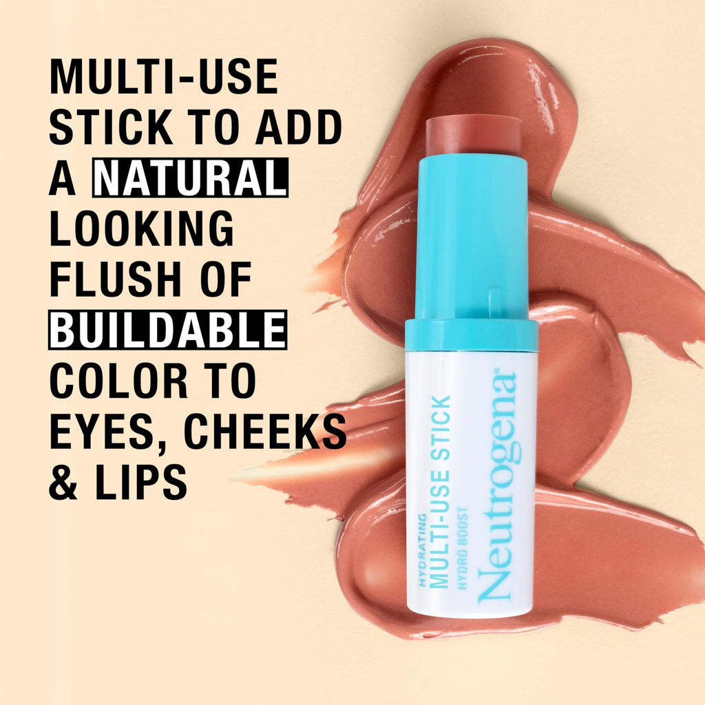 Neutrogena Hydro Boost Stick Hydratant 3-en-1 – Lèvres, Joues et Yeux, Rosé tendre, 0,26 oz
