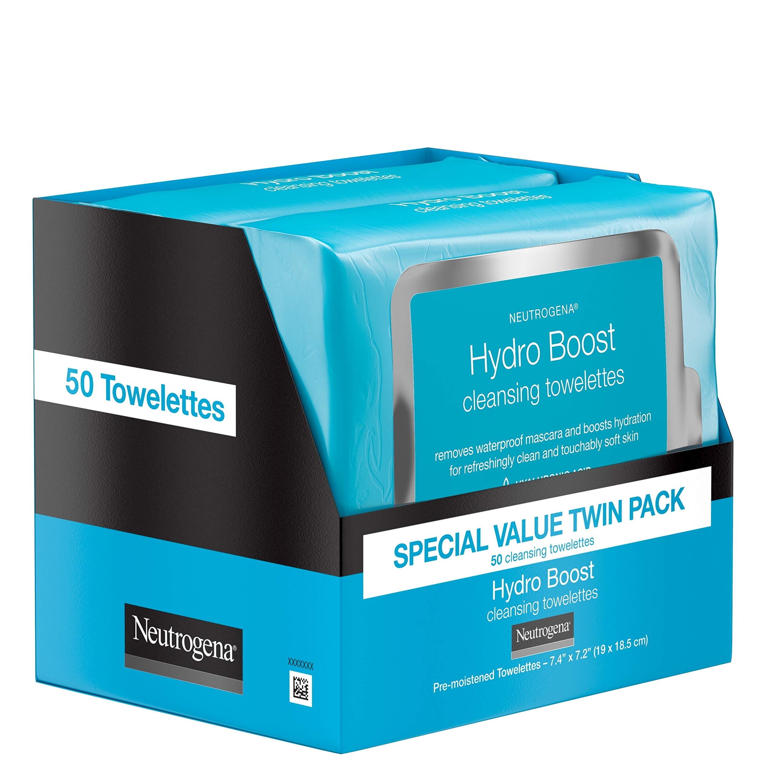 Neutrogena Hydro Boost Facial Cleansing Wipes with Hyaluronic Acid – Twin Pack 25-Count (Pack of 4)