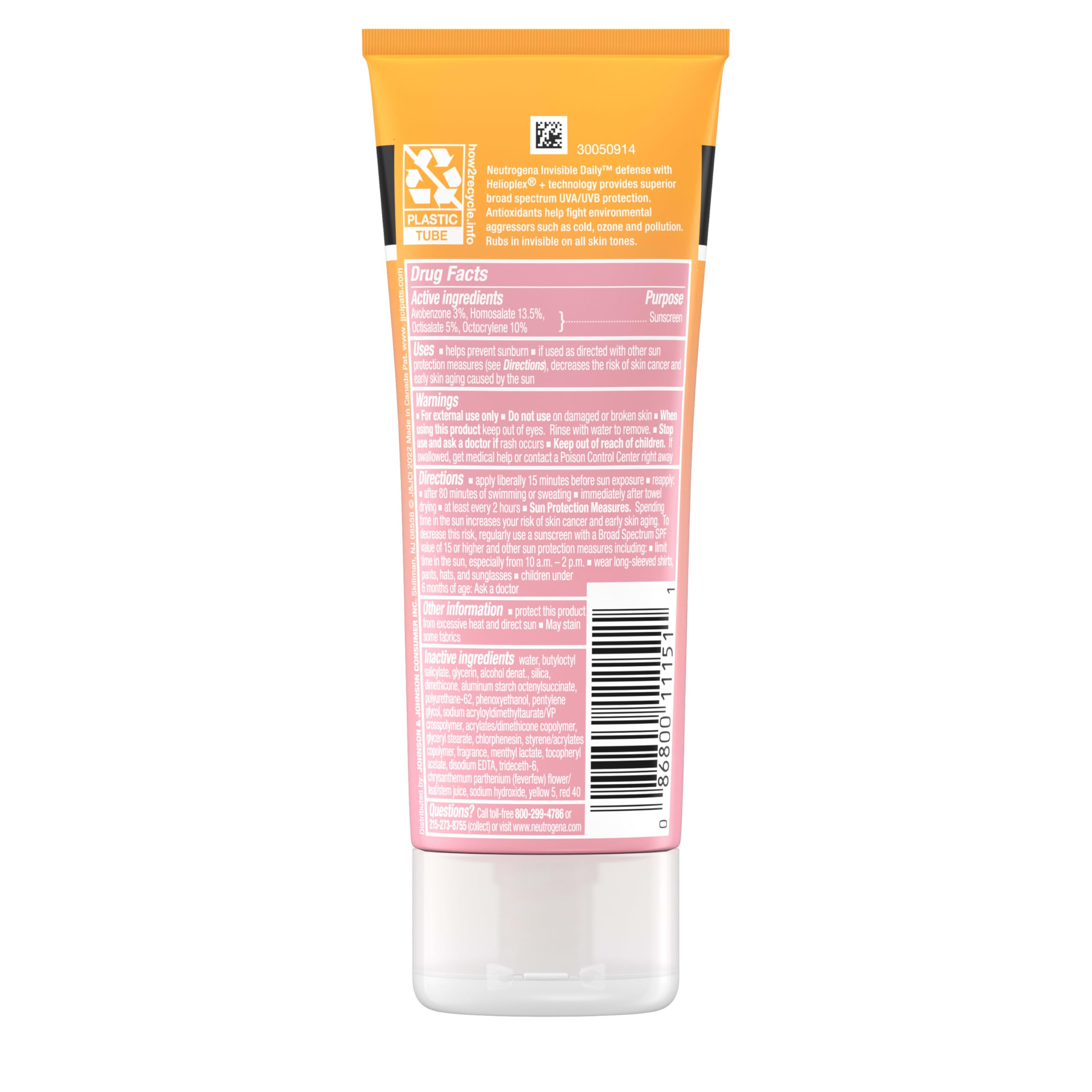 Neutrogena Invisible Daily Defense Sunscreen Lotion SPF 60+ — Broad Spectrum, Water-Resistant, Oxybenzone-Free