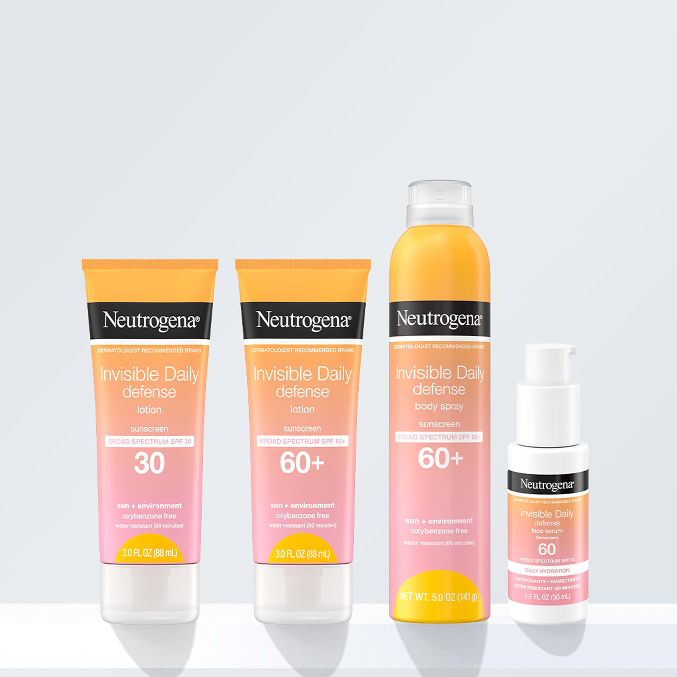 Neutrogena Invisible Daily Defense Sunscreen Lotion SPF 60+ — Broad Spectrum, Water-Resistant, Oxybenzone-Free