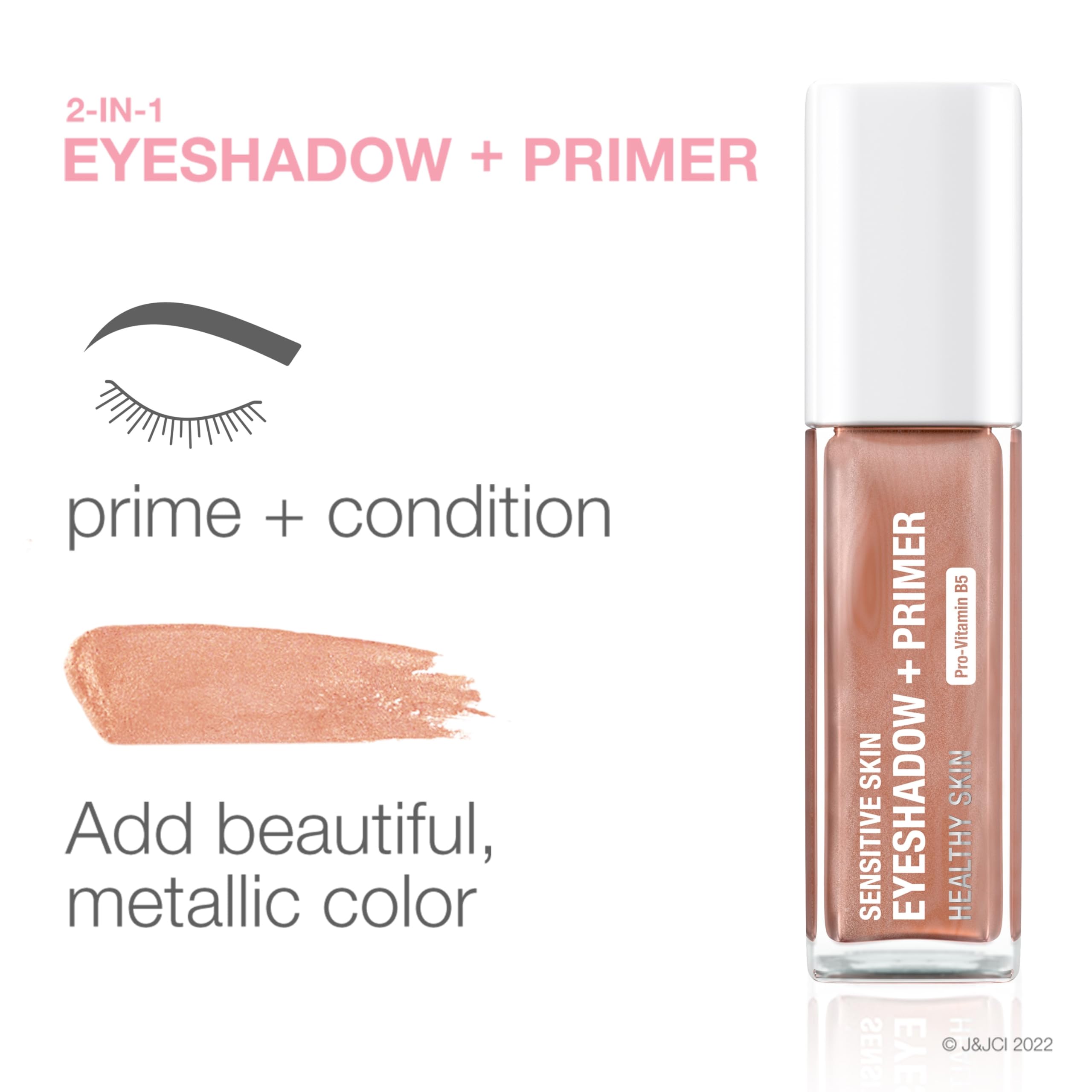 Neutrogena : Ombre et Base 2-en-1 pour peau sensible – tenue longue, teinte Rose Gold