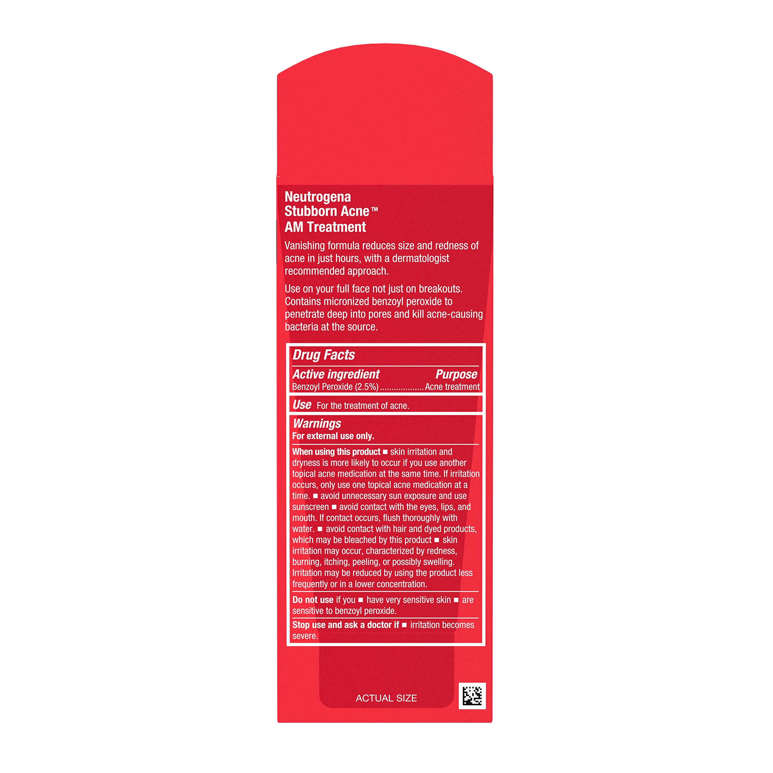 Neutrogena Stubborn Acne AM Treatment | 2.5% Benzoyl Peroxide, Oil-Free
