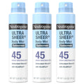 Neutrogena Ultra Sheer Body Mist Sunscreen Spray SPF 45 – Non-Greasy, Water-Resistant 3-Pack (5 oz each)