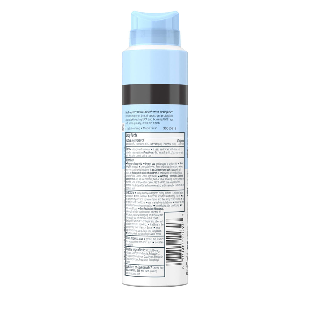 Neutrogena Ultra Sheer Body Mist Sunscreen Spray SPF 45 – Non-Greasy, Water-Resistant 3-Pack (5 oz each)