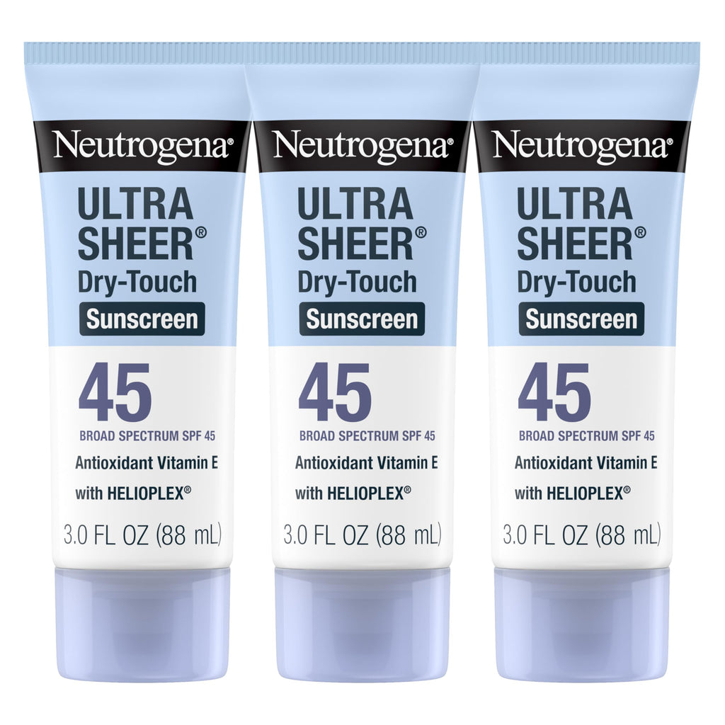Neutrogena Ultra Sheer Dry-Touch Sunscreen SPF 45 – Travel Size Pack (3 x 3 oz)