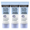 Neutrogena Ultra Sheer Dry-Touch Sunscreen SPF 45 – Travel Size Pack (3 x 3 oz)