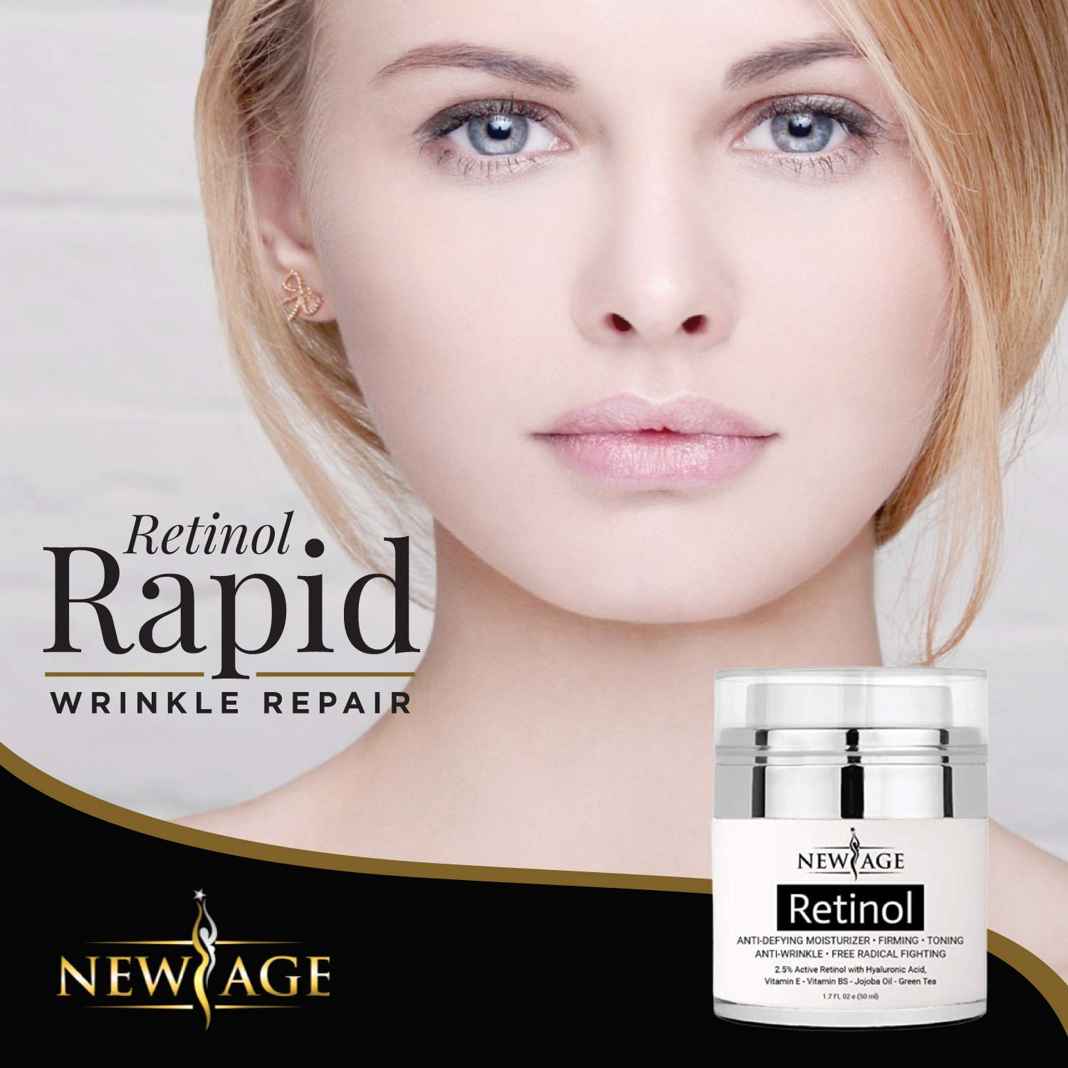 NEW AGE Retinol Cream Neck Facial Moisturizer Serum with Hyaluronic Acid – 2 Pack