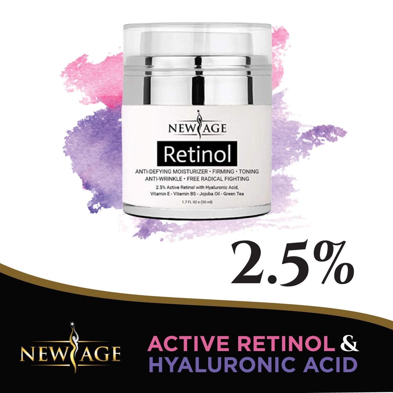 NEW AGE Retinol Cream Neck Facial Moisturizer Serum with Hyaluronic Acid – 2 Pack