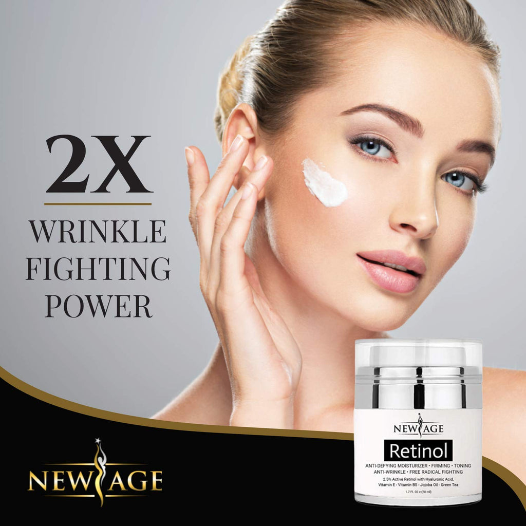 NEW AGE Retinol Cream Neck Facial Moisturizer Serum with Hyaluronic Acid – 2 Pack