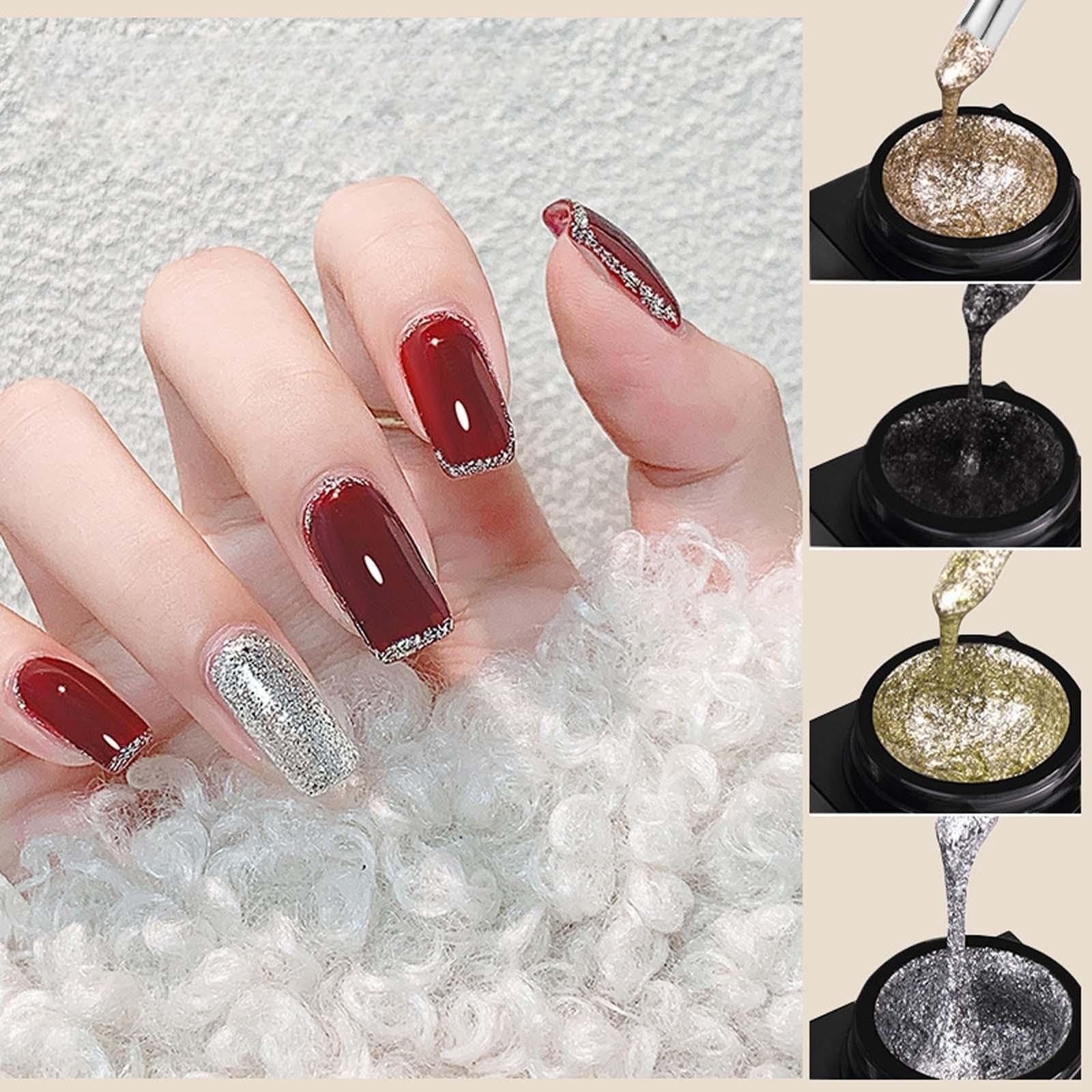 New Irven Silver Metal Glitter Gel Nail Polish – 4-Color Set for DIY Nail Art