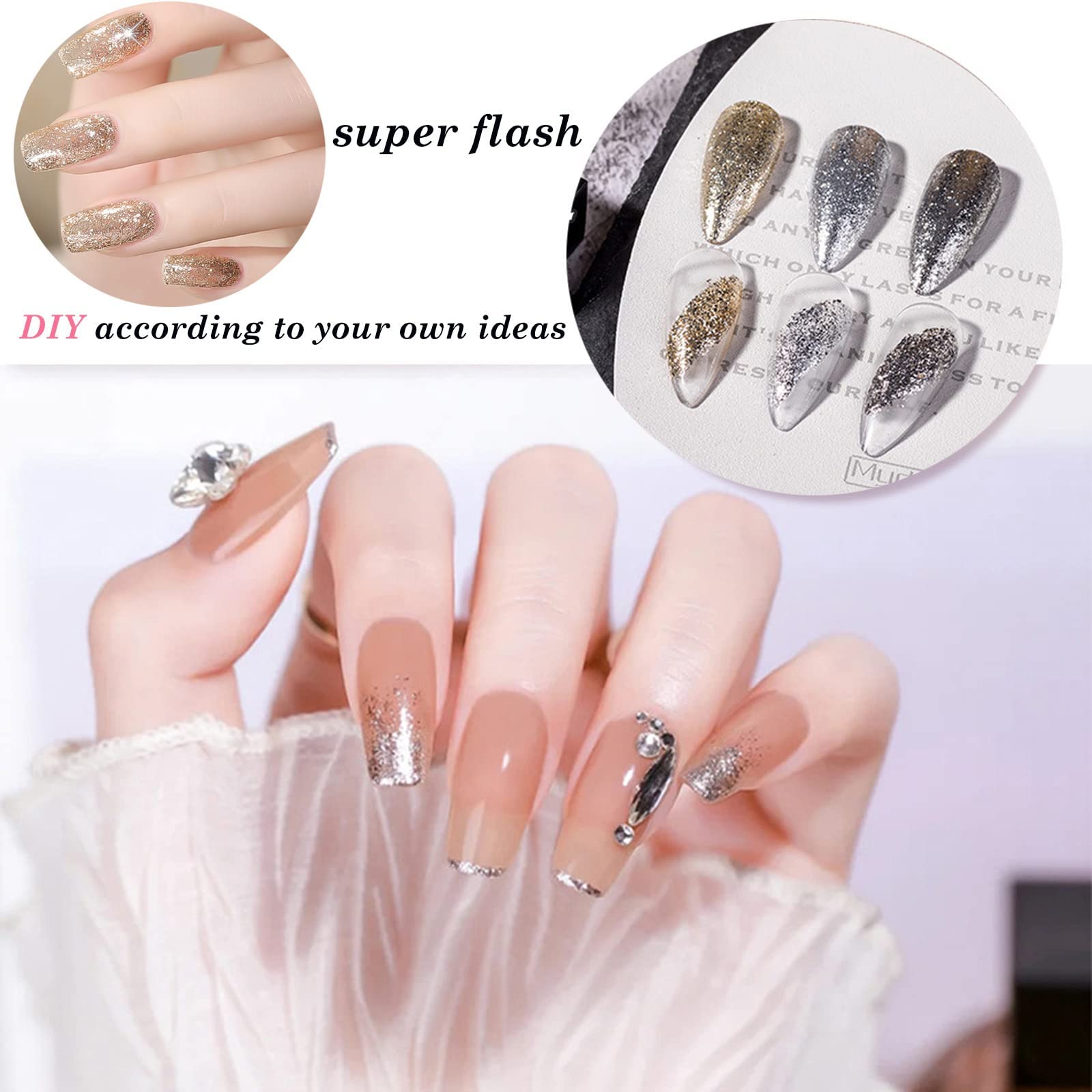 New Irven Silver Metal Glitter Gel Nail Polish – 4-Color Set for DIY Nail Art