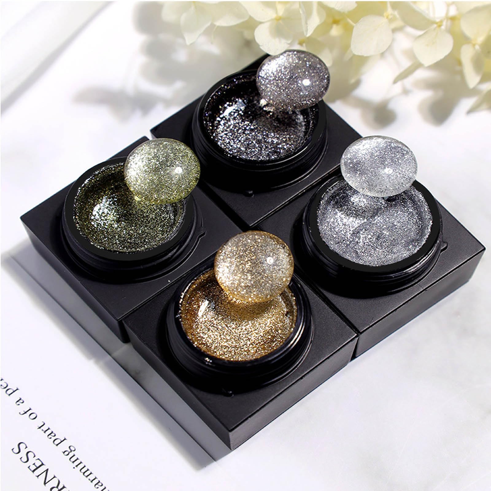 New Irven Silver Metal Glitter Gel Nail Polish – 4-Color Set for DIY Nail Art