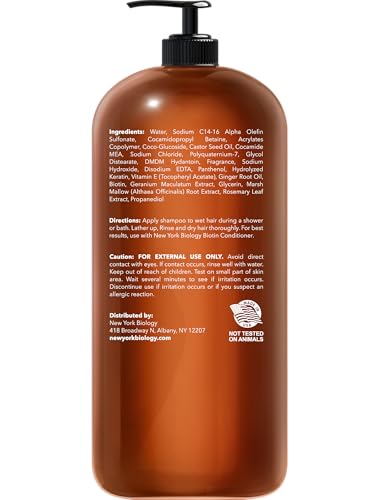 New York Biology Biotin Shampoo – Growth & Thinning Hair, Thickening Formula, Anti-Dandruff, 16.9 oz
