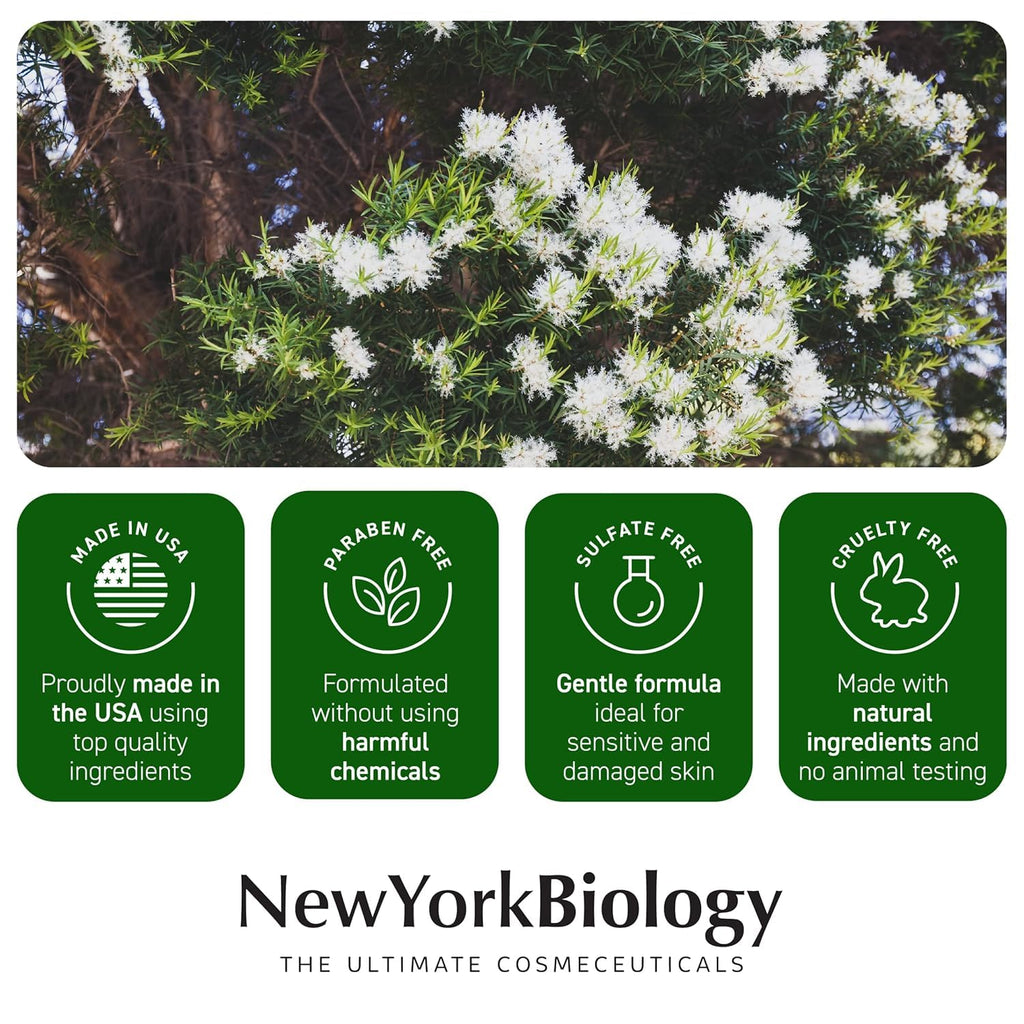 New York Biology Tea Tree Oil Foot Cream – Hydrates Dry Feet, Soothes Itch & Cracks (8 oz, Pack of 2)