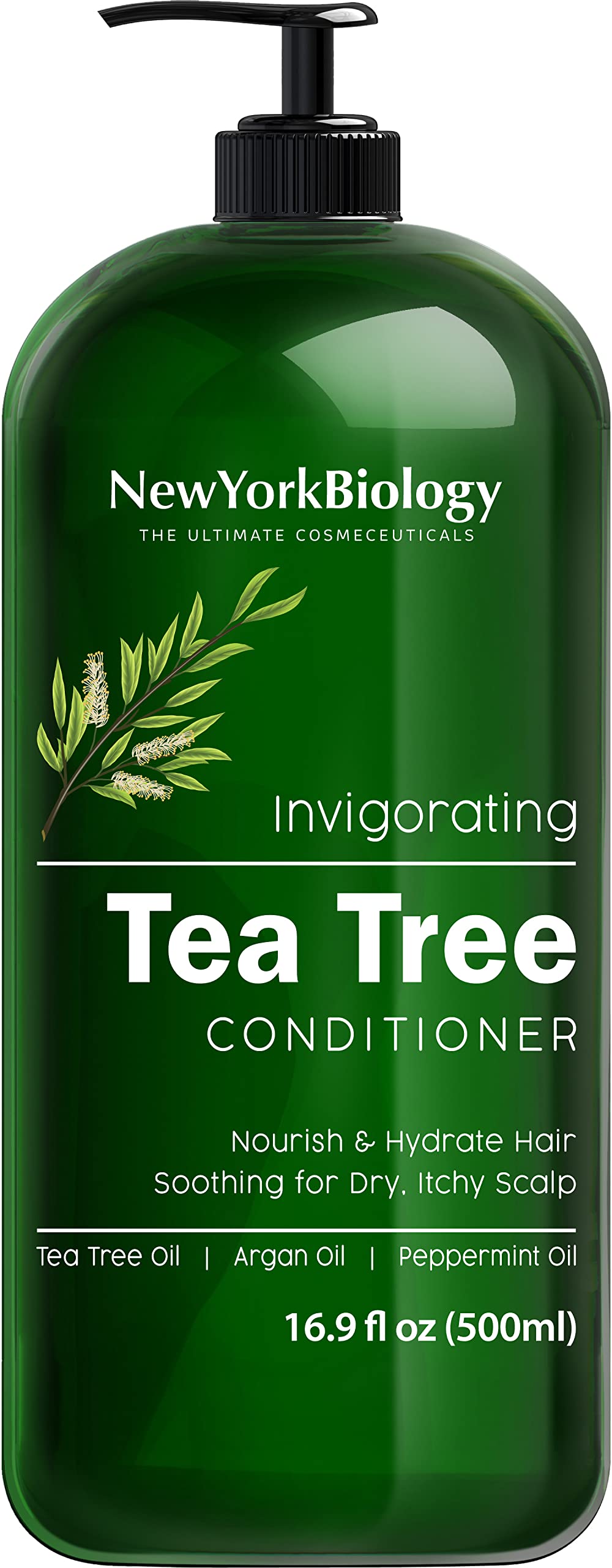 New York Biology Tea Tree Conditioner – Deep Cleanser for Dandruff & Dry Scalp – Hair Growth Support – 16.9 fl oz