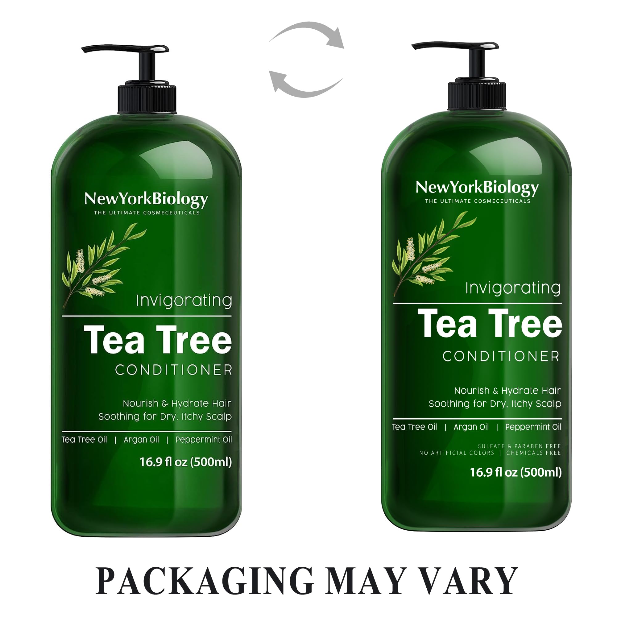 New York Biology Tea Tree Conditioner – Deep Cleanser for Dandruff & Dry Scalp – Hair Growth Support – 16.9 fl oz