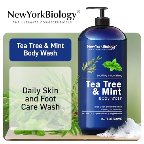 New York Biology Tea Tree Mint Body Wash – For Men & Women | 16.9 fl oz Pack of 2 | Hydrating & Refreshing Cleanser