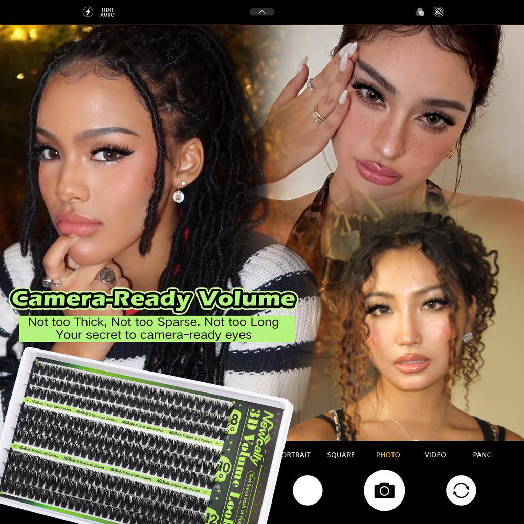 Newcally 80D Lash Clusters Kit — Short 8-12mm Wispy D-Curl, 261 Pcs