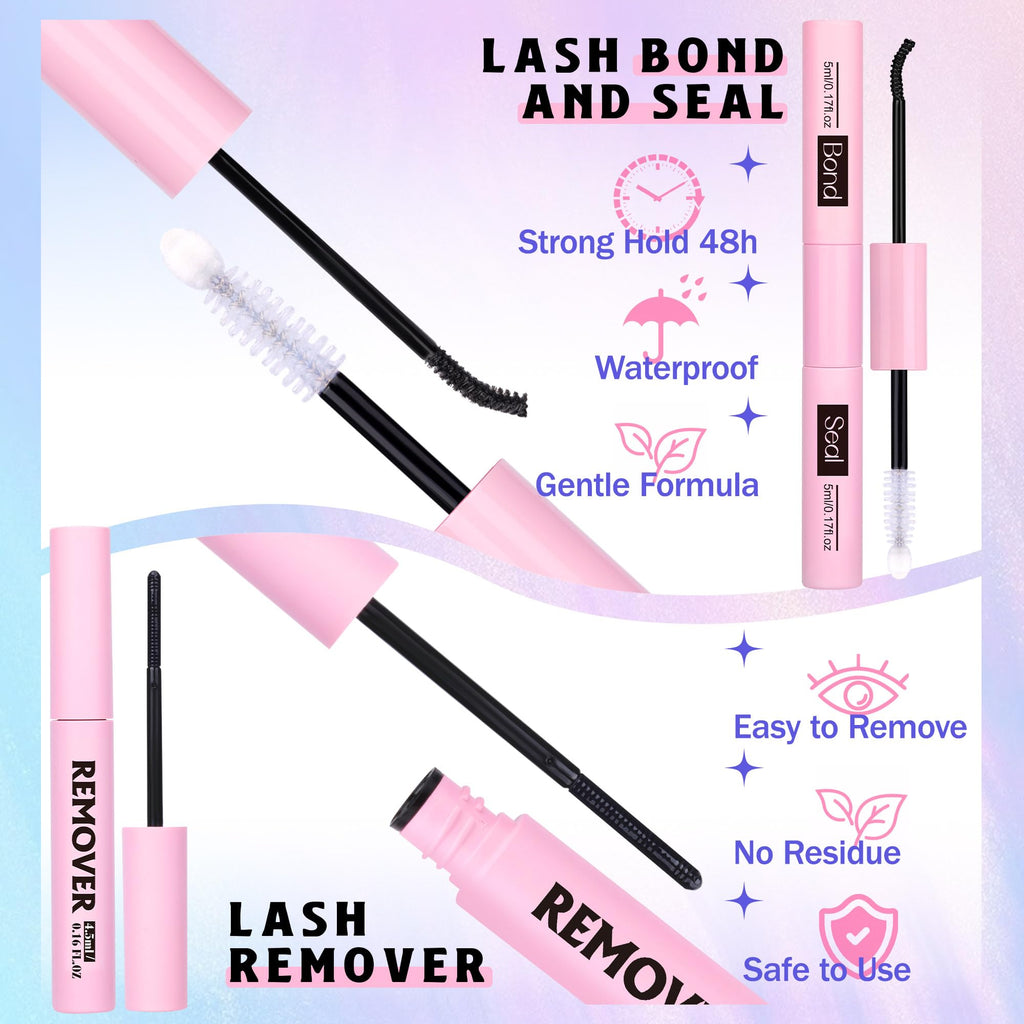 Newcally Cluster Eyelash Kit – Natural Wispy C-Curly 10–16mm Lashes + Bond & Seal