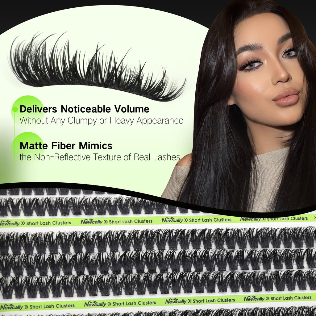 Newcally 80D Lash Clusters Kit — Short 8-12mm Wispy D-Curl, 261 Pcs