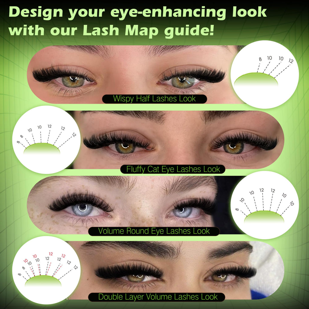 Newcally Volume Lash Clusters Kit 8-12mm – Fluffy 3D D-Curl Short Lashes, 243 Pcs