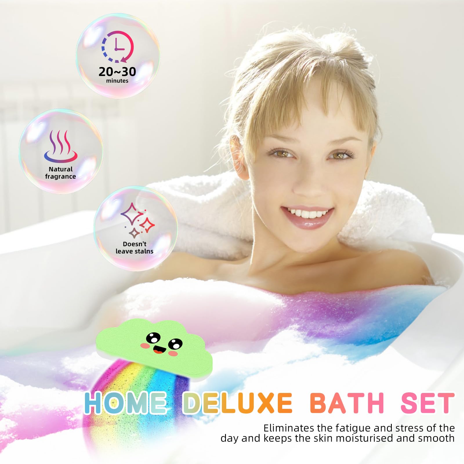 NEWFEIFAN Rainbow Bath Bombs for Kids – Colorful Surprise Bath Toys Set, Safe & Non-Toxic