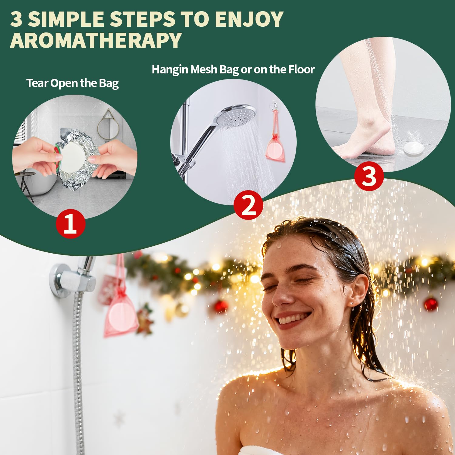 NEWFEIFAN Christmas Shower Steamers 6-Pack – Aromatherapy Spa Gift Set