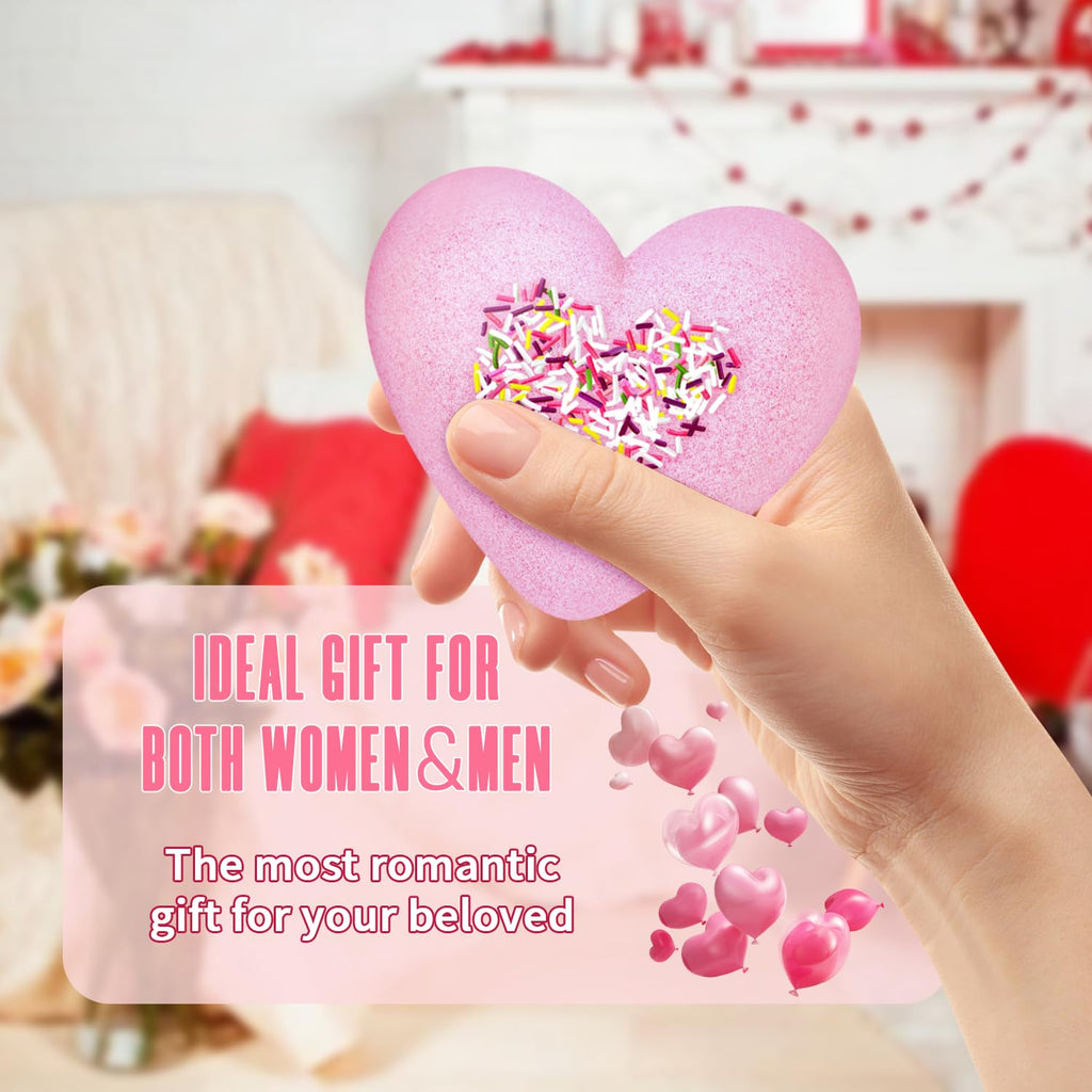 NEWFEIFAN Valentines Bath Bombs – XXL 4-Pack with Rose Oil | Handmade Natural & Organic Gift Set