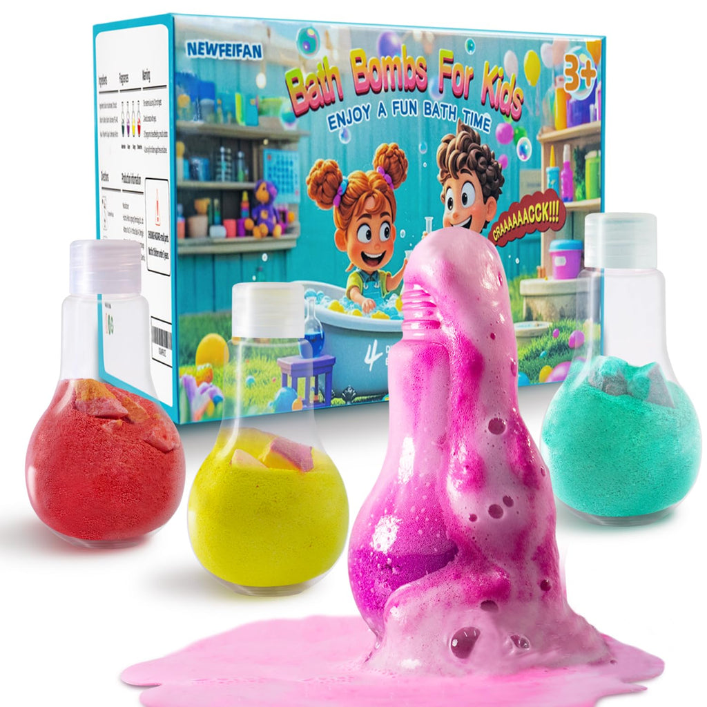 NEWFEIFAN Potions Bath Bombs for Kids – 4 Pack Colorful Bubble Bath Set (Valentine Gift)