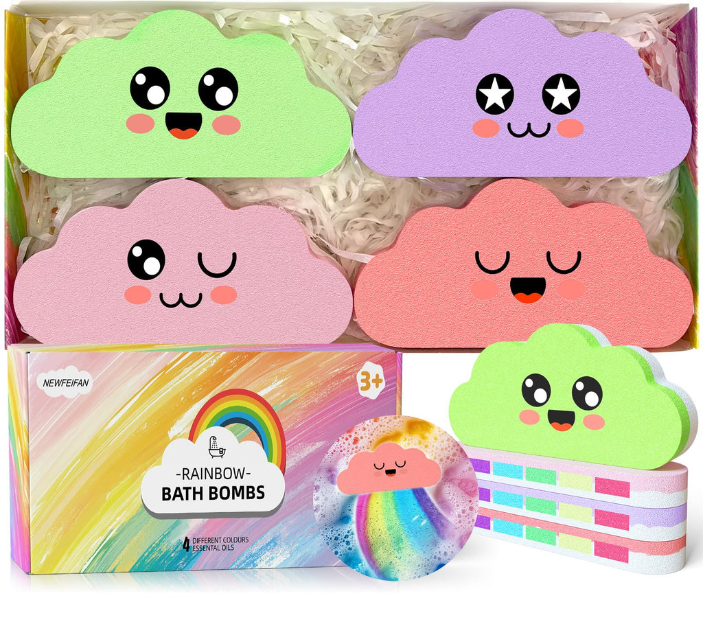 NEWFEIFAN Rainbow Bath Bombs for Kids – Colorful Surprise Bath Toys Set, Safe & Non-Toxic