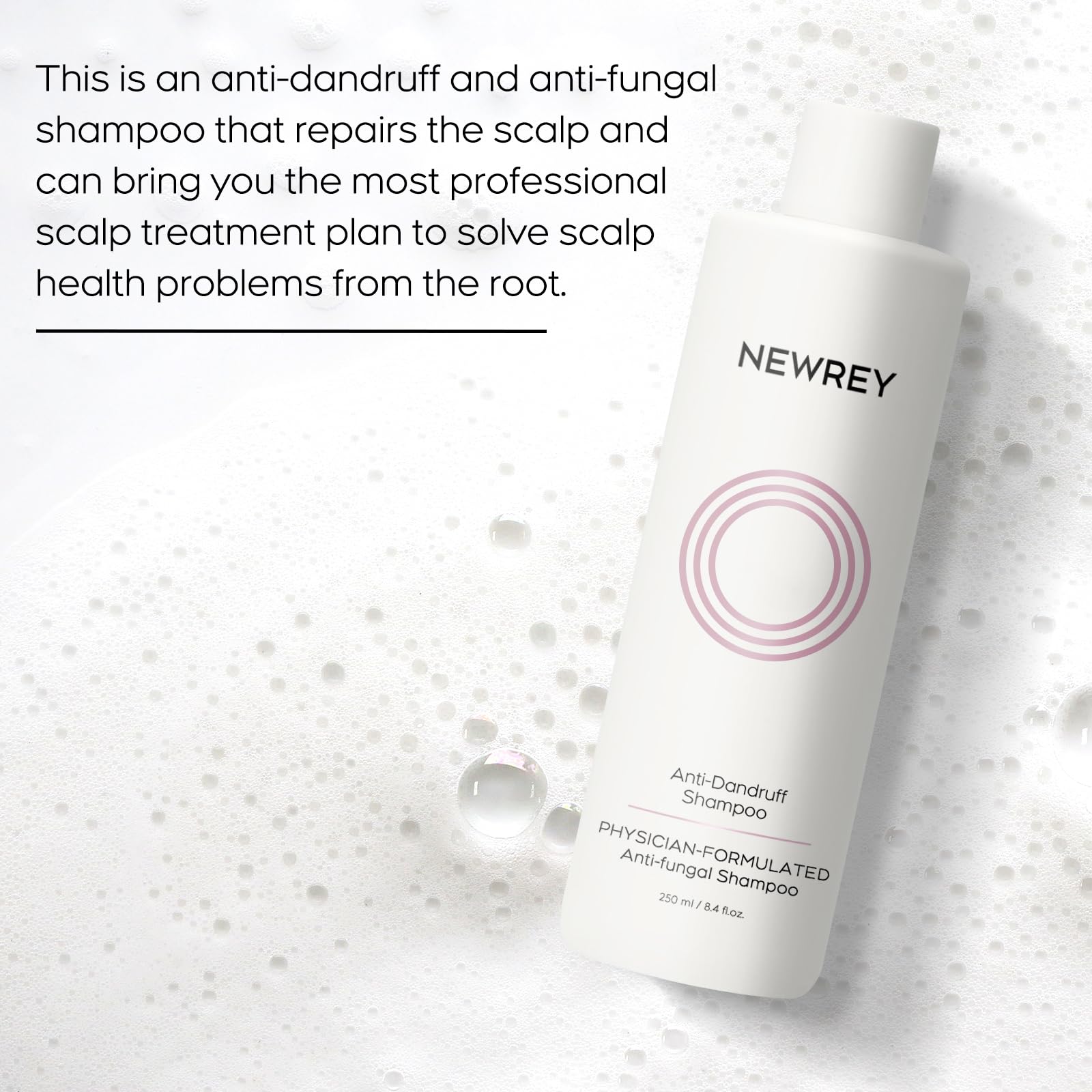 NEWREY 24HR Fast Itch Relief Anti-Fungal Shampoo – Psoriasis, Seborrheic Dermatitis & Folliculitis, Sulfate & Paraben Free, 8.4 fl oz