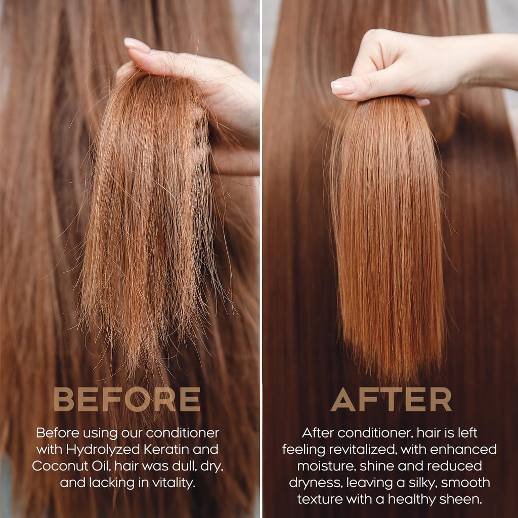 NEWREY Hydrating Conditioner for Dry, Damaged Hair - 8.4oz | Moisture Repair with Hydrolyzed Keratin & Coconut Oil