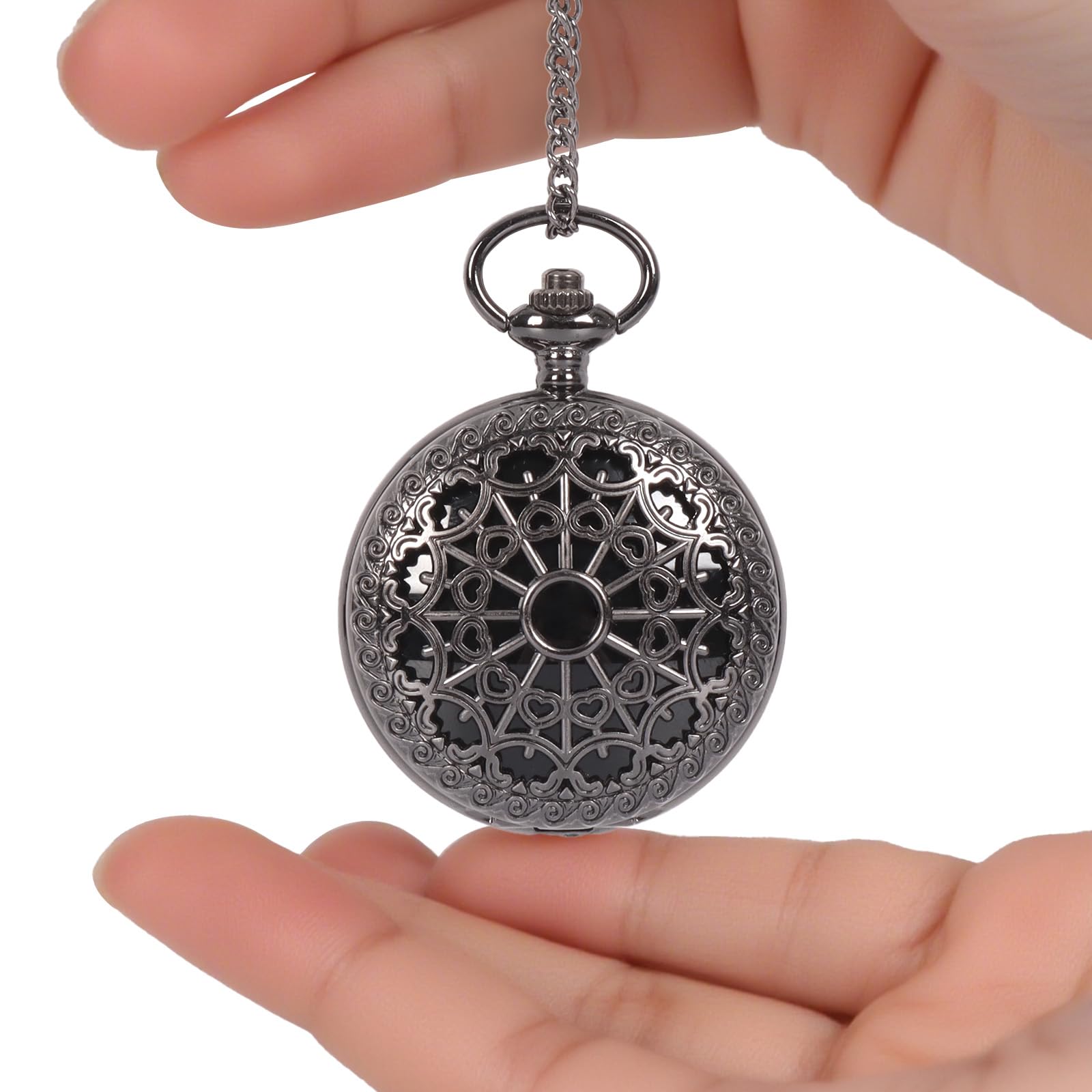 NewRiu Scrying Mirror Black Obsidian — Vintage Pocket Watch Divination Tool