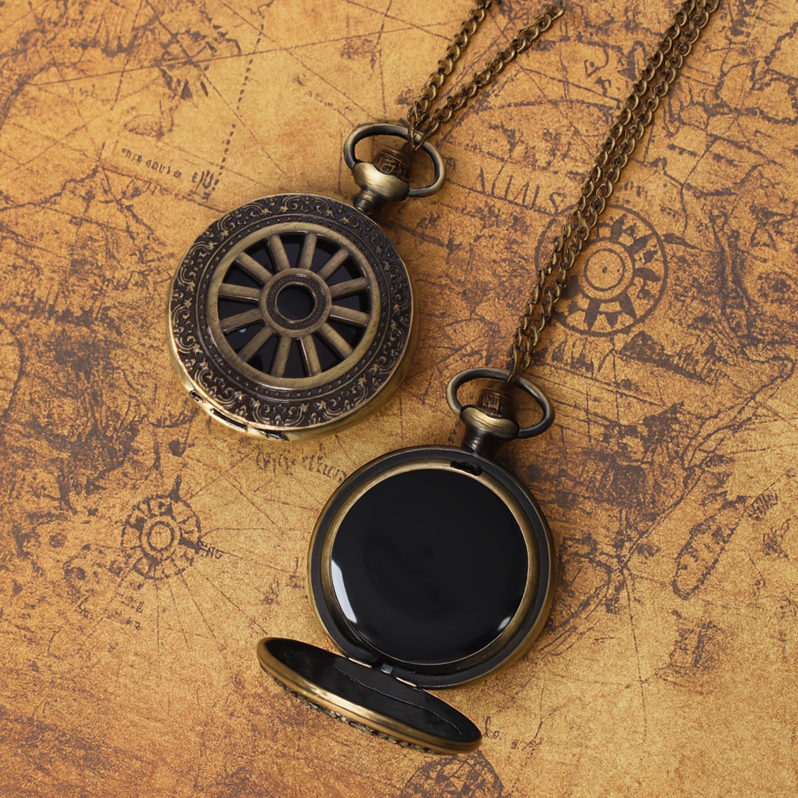 NewRiu Scrying Mirror Black Obsidian — Vintage Pocket Watch Divination Tool