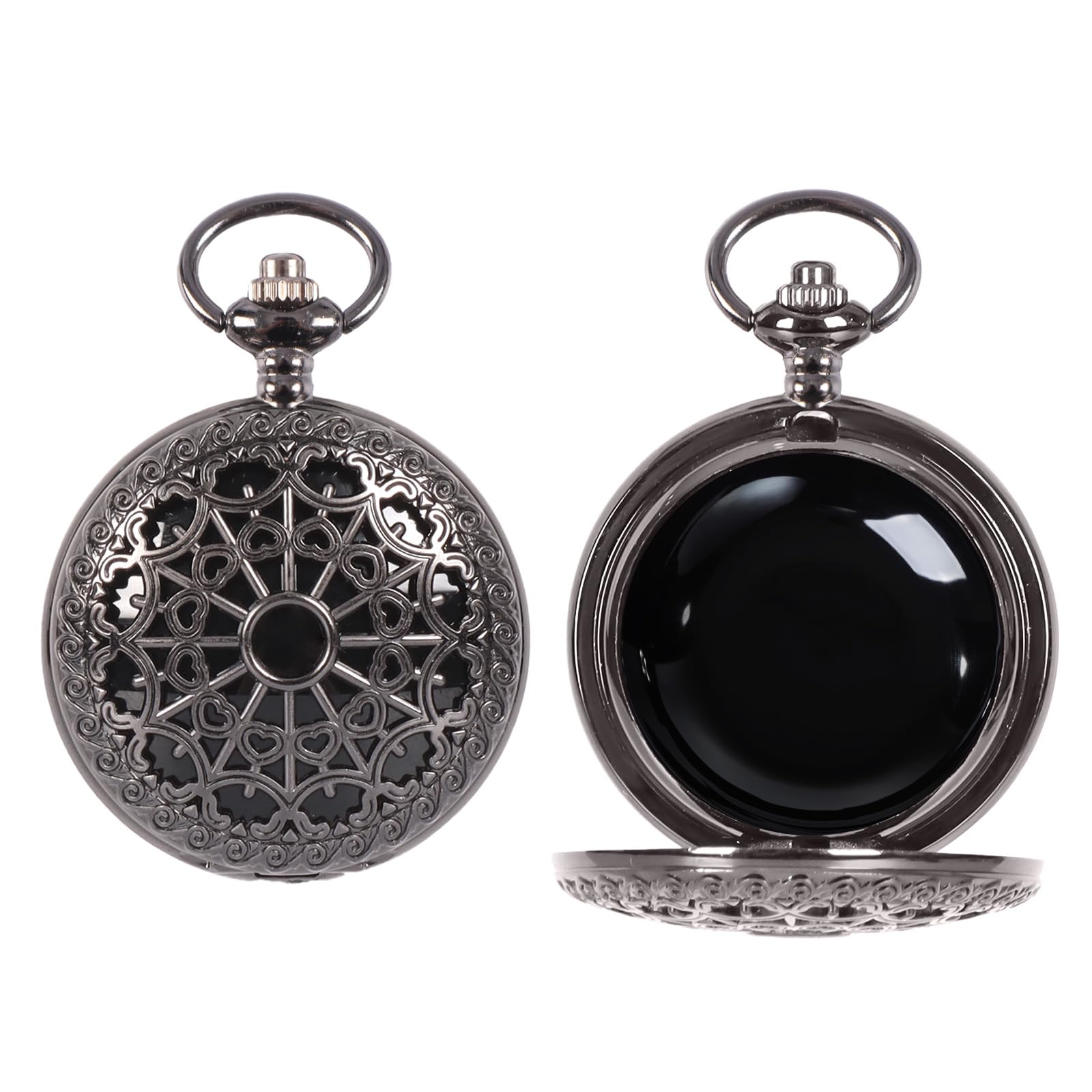 NewRiu Scrying Mirror Black Obsidian — Vintage Pocket Watch Divination Tool